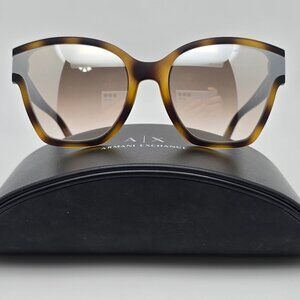 Armani Exchange AX4073S Matte Havana Frame Silver Mirror Lens Cat Eye Sunglasses